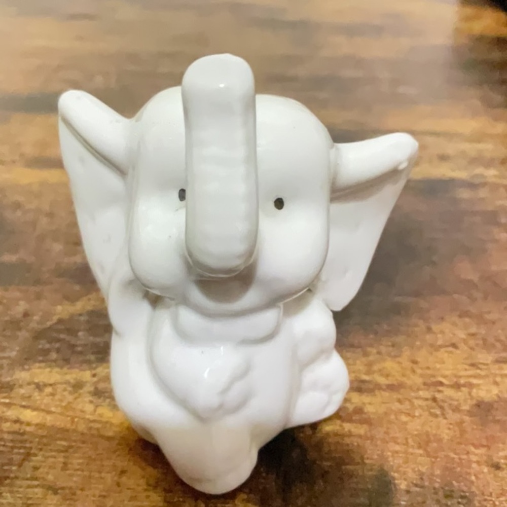 Ceramic Elephant earring holder trunk up ring holder